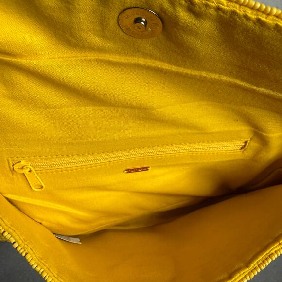 Free People Magic Moment Yellow Beaded Mid Mod Aztec Design Flap Shoulder Bag - Picture 10 of 10